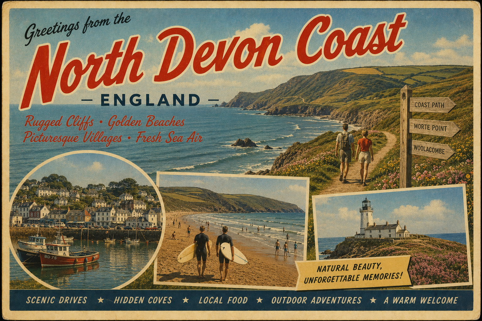 North Devon Bristol Channel Postcard