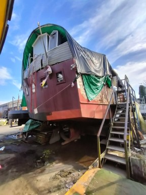 Garden sheds on the back of a boat
